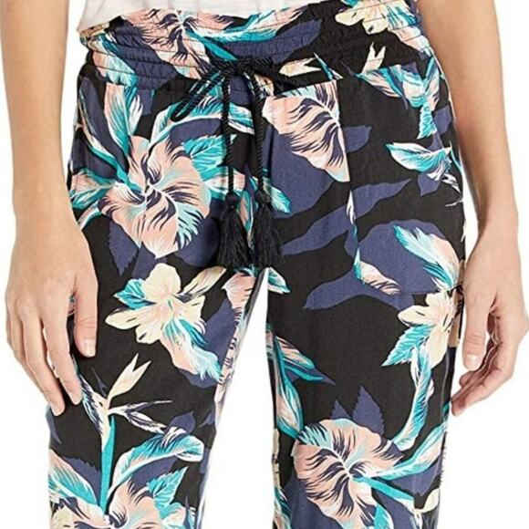 Roxy Oceanside Printed Pants Anthracite Tropical Women's size XS - Picture 2 of 7